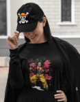 Dragon-Ball-Z-Handrawn-Goku-SJ4-Sweatshirt-and-Strawhat-hat-Female-Mock-up-2-1.png