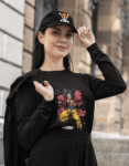 Dragon-Ball-Z-Handrawn-Goku-SJ4-Sweatshirt-and-Strawhat-hat-Female-Mock-up-2-1.png
